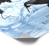 驚くべき白黒の水色のOrcas ポスター (角)