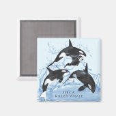 驚くべき白黒の水色のOrcas マグネット (正面/裏面)