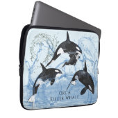 驚くべき白黒の水色のOrcas ラップトップスリーブ (正面右)