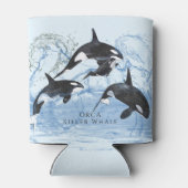 驚くべき白黒の水色のOrcas 缶クーラー (裏面)