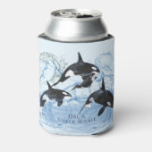 驚くべき白黒の水色のOrcas 缶クーラー (缶裏面)