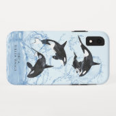 驚くべき白黒の水色のOrcas Case-Mate iPhoneケース (裏面(横))