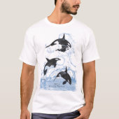 驚くべき白黒の水色のOrcas Tシャツ (正面)