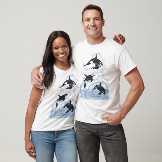 驚くべき白黒の水色のOrcas Tシャツ (ユニセックス)