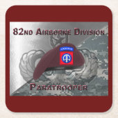 驚くべき第82空挺空挺飛行機首長 スクエアペーパーコースター (正面)