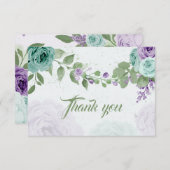 驚くべき紫色の花の緑の植物以上 サンキューカード (正面/裏面)