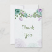 驚くべき紫色の青い花の緑の植物 サンキューカード (正面)