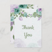 驚くべき紫色の青い花の緑の植物 サンキューカード (正面/裏面)