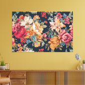 驚くべき絶妙な赤ピンクの黄色の花 キャンバスプリント (インサイチュ (リビング))