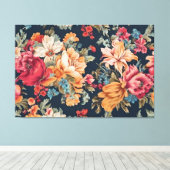 驚くべき絶妙な赤ピンクの黄色の花 キャンバスプリント (インサイチュ (ウッドフロア))