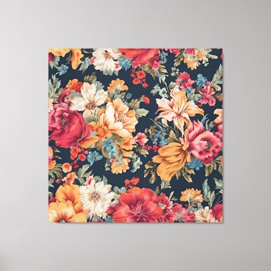 驚くべき絶妙な赤ピンクの黄色の花 キャンバスプリント (正面)