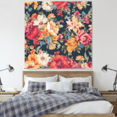 驚くべき絶妙な赤ピンクの黄色の花 キャンバスプリント (インサイチュ (寝室))