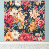 驚くべき絶妙な赤ピンクの黄色の花 キャンバスプリント (インサイチュ (ウッドフロア))