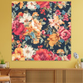 驚くべき絶妙な赤ピンクの黄色の花 キャンバスプリント (インサイチュ (リビング))