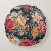 驚くべき絶妙な赤ピンクの黄色の花 ラウンドクッション (正面)