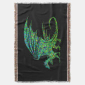驚くべき緑のドラゴンモザイク スローブランケット (正面縦)