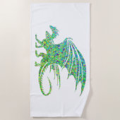 驚くべき緑のドラゴンモザイク ビーチタオル (正面)