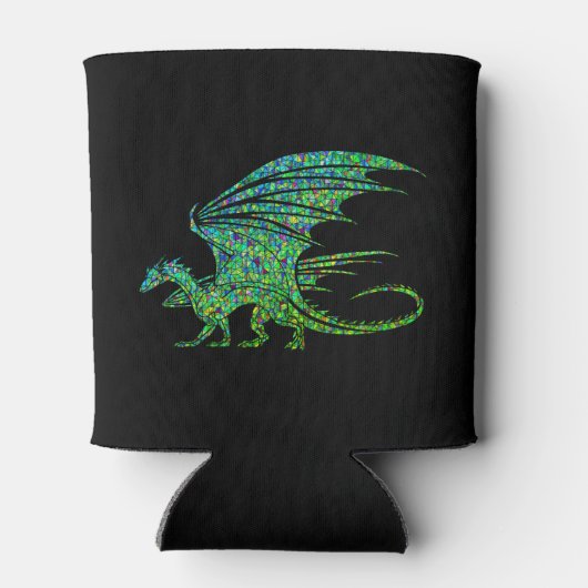 驚くべき緑のドラゴンモザイク 缶クーラー (裏面)