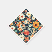 驚くべき繊細な白と緑豊かな赤オレンジ色の花 スタンダードカクテルナプキン (角)
