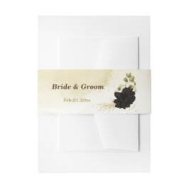 驚くべき茶色のアイボリー金ゴールド結婚の花 招待状ベリーバンド