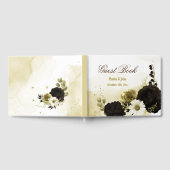 驚くべき茶色のアイボリー金ゴールド花の植物性 ゲストブック (全面)