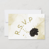 驚くべき茶色のアイボリー金ゴールド花の食事の選択 出欠カード (裏面)