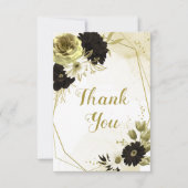 驚くべき茶色のアイボリー金ゴールド花ジオメトリック サンキューカード (正面)