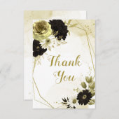 驚くべき茶色のアイボリー金ゴールド花ジオメトリック サンキューカード (正面/裏面)