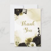 驚くべき茶色のアイボリー金ゴールド花 サンキューカード (正面)