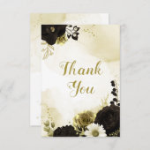 驚くべき茶色のアイボリー金ゴールド花 サンキューカード (正面/裏面)