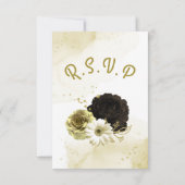 驚くべき茶色のアイボリー金ゴールド花 出欠カード (裏面)