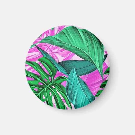驚くべき蛍光性のトロピカルパーム葉 マグネット (正面)
