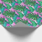 驚くべき蛍光性のトロピカルパーム葉 ラッピングペーパー (角)