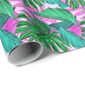 驚くべき蛍光性のトロピカルパーム葉 ラッピングペーパー (ロールコーナー)