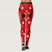 驚くべき赤素晴らし色の3Dトライバルパターン レギンス (裏面)