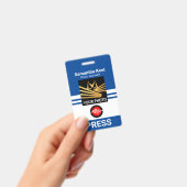 驚くべき青いストライプ列写真IDを押す バッジ (手持ち)