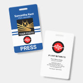 驚くべき青いストライプ列写真IDを押す バッジ (正面＆裏面)