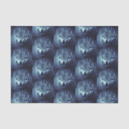 驚くべき青い目をした魔法の野生の狼パターン（の模様が）ある 薄葉紙