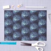 驚くべき青い目をした魔法の野生の狼パターン（の模様が）ある 薄葉紙 (クラフト)