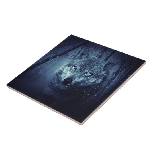 驚くべき青い目をした魔法の野生の狼 タイル (側面)