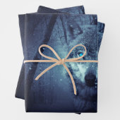 驚くべき青い目をした魔法の野生の狼 ラッピングペーパーシート (インサイチュ)