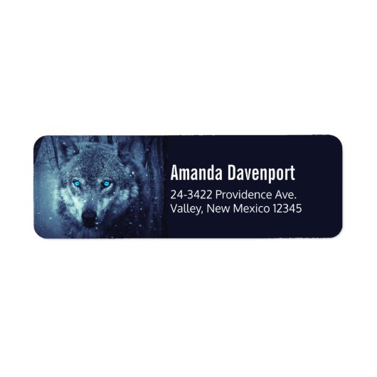 驚くべき青い目をした魔法の野生の狼 ラベル (正面)