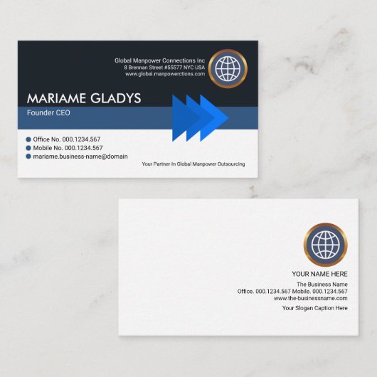 驚くべき青い矢じりのストライプ柱の創設者CEO 名刺 (正面/裏面)