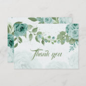 驚くべき青い花の緑の葉植物植物 サンキューカード (正面/裏面)