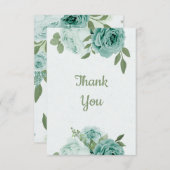 驚くべき青い花の緑の葉植物植物 サンキューカード (正面/裏面)