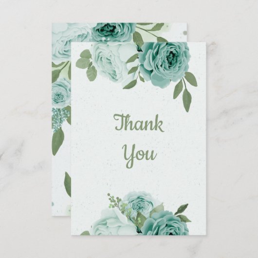 驚くべき青い花の緑の葉植物植物 サンキューカード (正面/裏面)