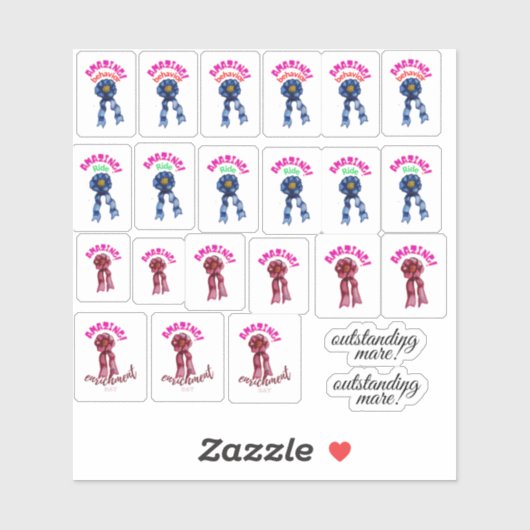 驚くべき青と赤のリボンのシール シール (シート)