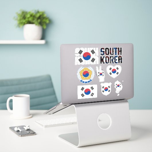 驚くべき韓国が国のシンボルを形作る シール (デスク上のノートパソコン)