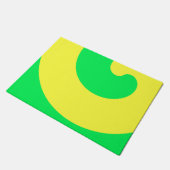 驚くべき黄色と緑が渦巻く ドアマット (アングル)