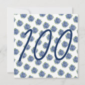 驚くべき100歳の誕生日パーティーブルーアジサイ 招待状 (裏面)